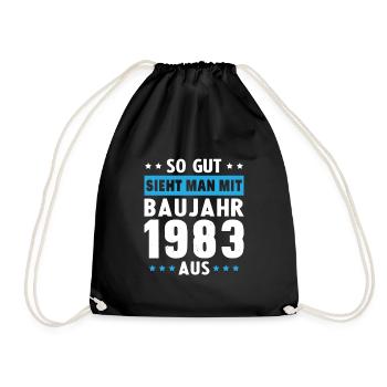 Geschenk Geburtstag 1983 Frau Mann Geschenkidee - Turnbeutel - Schwarz - Vorne
