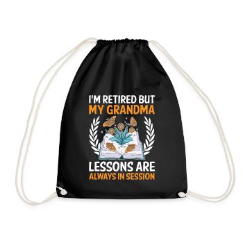 Retired Grandma Pensioner Pension Teacher Teach Re - Drawstring Bag - black - Front