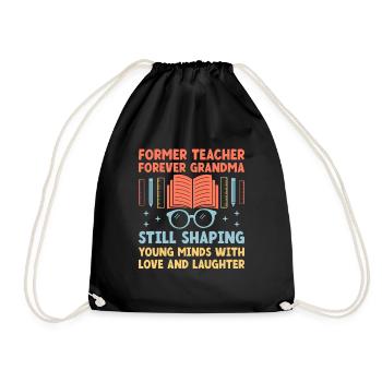 Retired Grandma Pensioner Pension Teacher Teach Re - Drawstring Bag - black - Front