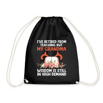 Retired Grandma Pensioner Pension Teacher Teach Re - Drawstring Bag - black - Front