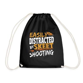 Easily Distracted By Skeet Shooting Clay Target - Drawstring Bag - black - Front