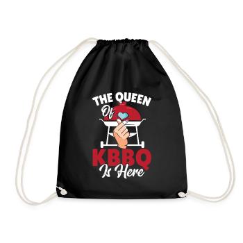 The Queen of KBBQ Is Here Korean BBQ Asian Cuisine - Drawstring Bag - black - Front