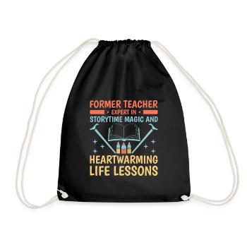 Retired Grandma Pensioner Pension Teacher Teach Re - Drawstring Bag - black - Front