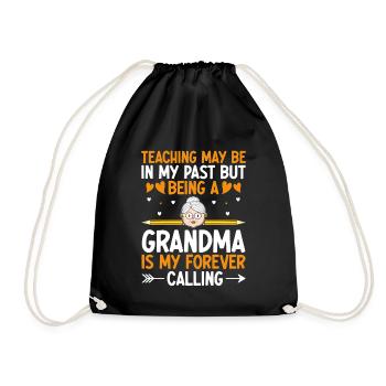 Retired Grandma Pensioner Pension Teacher Teach Re - Drawstring Bag - black - Front