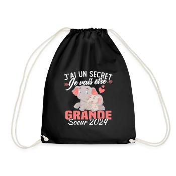 J'ai un secret Je Vais Être Grande Soeur 2024 - Sac de sport léger - noir - Devant