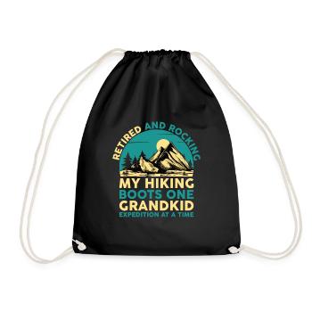 Hiking Retired Grandma Pensioner Pension Hiker Tre - Drawstring Bag - black - Front