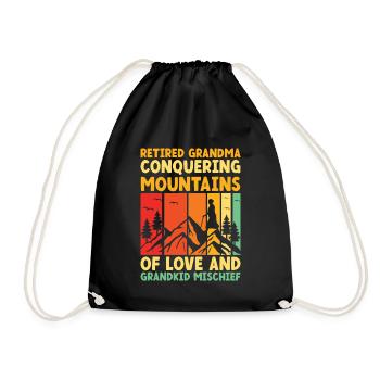 Hiking Retired Grandma Pensioner Pension Hiker Tre - Drawstring Bag - black - Front