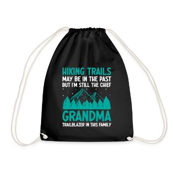 Hiking Retired Grandma Pensioner Pension Hiker Tre - Drawstring Bag - black - Front