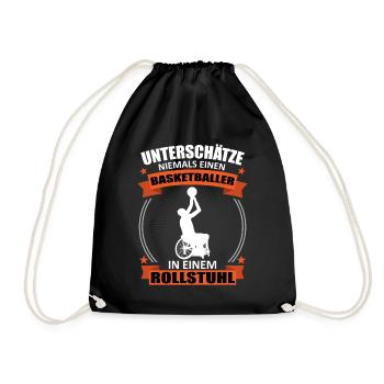 Rollstuhl Basketball Spieler Cooler Spruch - Turnbeutel - Schwarz - Vorne