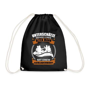 Rafting Alter Mann Spruch Wassersport Geschenk - Turnbeutel - Schwarz - Vorne