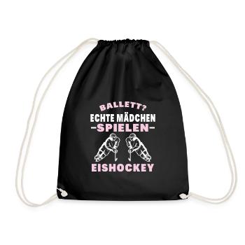 Eishockey Eishockey Sprüche Geschenk - Turnbeutel - Schwarz - Vorne