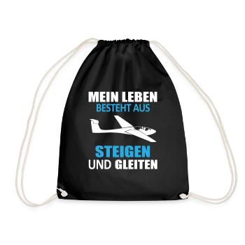 Segelfliegen Lustiger Spruch Segelflieger Geschenk - Turnbeutel - Schwarz - Vorne
