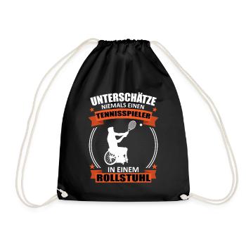 Rollstuhltennis Rollstuhl Tennis Cooler Spruch - Turnbeutel - Schwarz - Vorne
