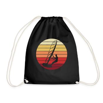 Windsurfen Wassersport Surfbrett Surfer Retro - Turnbeutel - Schwarz - Vorne