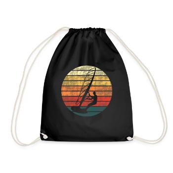 Windsurfen Wassersport Surfbrett Surfer Retro - Turnbeutel - Schwarz - Vorne