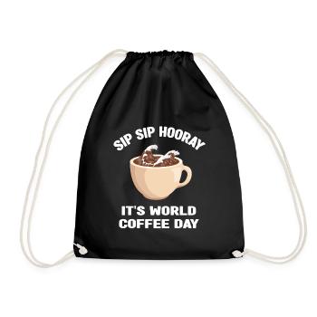 Welttag des Kaffees - Turnbeutel - Schwarz - Vorne