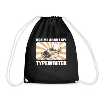Typewriting Author Ask Me About My Typewriter - Drawstring Bag - black - Front