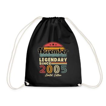 Vintage birthday gift born in November 2005 - Drawstring Bag - black - Front