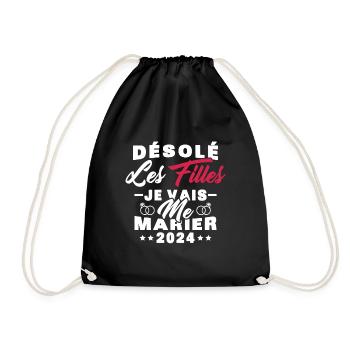 Désolé les filles je vais me marier 2024 - Sac de sport léger - noir - Devant