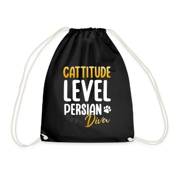 Persian Cat Cat Lover Cat Owner Persian Longhair C - Drawstring Bag - black - Front