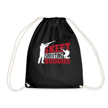 Skeet Shooting Buddies Skeet Shooter Clay Target - Drawstring Bag - black - Front