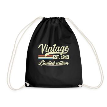 1943 Vintage Retro Geburtstagsgeschenk 1943 - Turnbeutel - Schwarz - Vorne