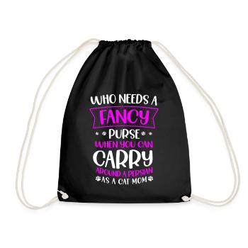 Persian Cat Cat Lover Cat Owner Persian Longhair C - Drawstring Bag - black - Front