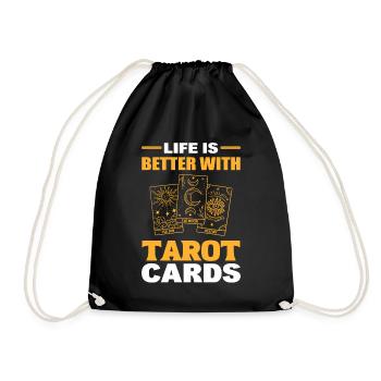 Das Leben ist besser mit Tarotkarten Tarotkarten - Turnbeutel - Schwarz - Vorne
