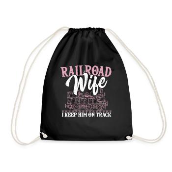 Railroad Wife I Keep Him On Track Railroader - Drawstring Bag - black - Front