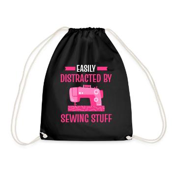 Easily Distracted By Sewing Stuff Sewing Lover - Drawstring Bag - black - Front