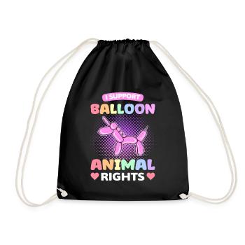 Ich unterstütze Ballon-Tierrechte Ballon-Twister - Turnbeutel - Schwarz - Vorne