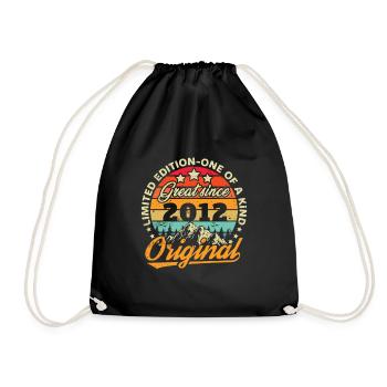 Vintage birthday gift 2012, 11/12 years - Drawstring Bag - black - Front