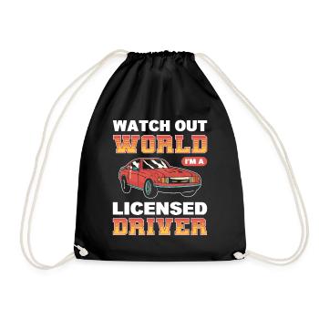 Watch Out World I'm A Licensed Driver First Time - Drawstring Bag - black - Front