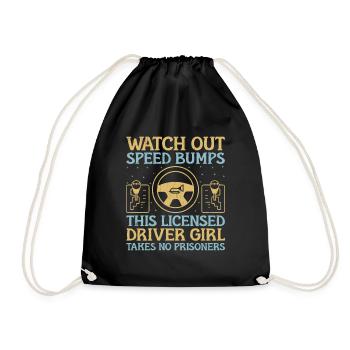 Driving License Passed New Driver Permit Driving S - Drawstring Bag - black - Front