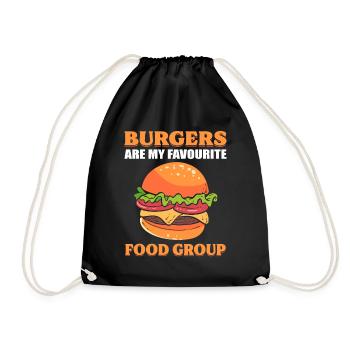 Burgers Are My Favourite Food Group Hamburger - Drawstring Bag - black - Front