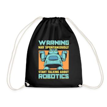 Warning May Spontaneously Start Talking About - Drawstring Bag - black - Front
