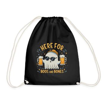 Here For Boos and Bones Halloween - Drawstring Bag - black - Front