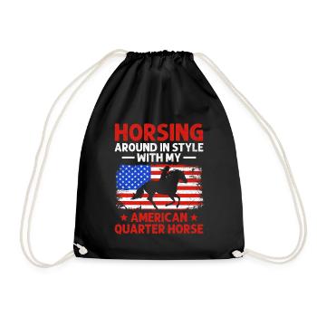 American Quarter Horse Equestrian Horse Lover Hors - Drawstring Bag - black - Front