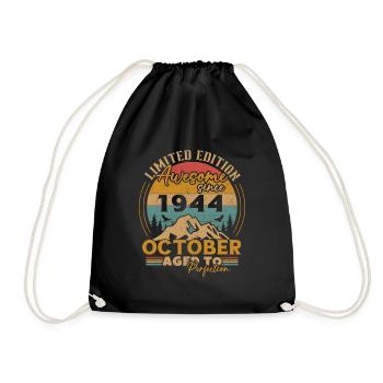 Original October 1944 vintage anniversary 1944 - Drawstring Bag - black - Front