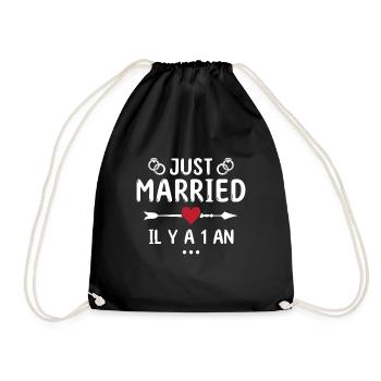 Cadeau Anniversaire De Mariage 1 An Noces De Coton - Sac de sport léger - noir - Devant