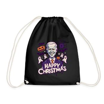Happy Christmas Joe Biden Funny Halloween - Drawstring Bag - black - Front