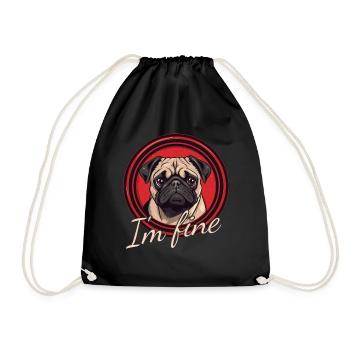 Pug - I'm Fine - Turnbeutel - Schwarz - Vorne