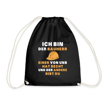 Bauherr Hausbau Hauskauf - Turnbeutel - Schwarz - Vorne