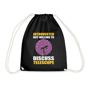 Stargazing Introverted But Willing To Discuss - Drawstring Bag - black - Front
