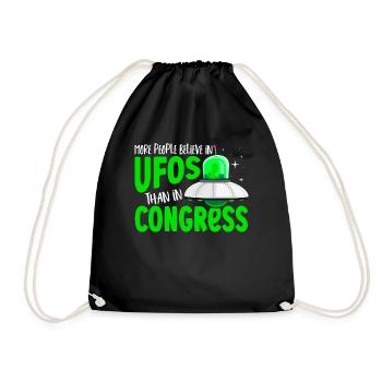 More People Believe In UFOS Than in Congress UFO - Drawstring Bag - black - Front