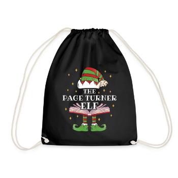 The Page Turner Elf Book Reading - Turnbeutel - Schwarz - Vorne