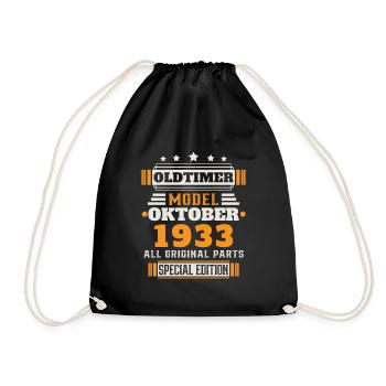 Cadeau d’anniversaire Vintage octobre 1933 - Sac de sport léger - noir - Devant