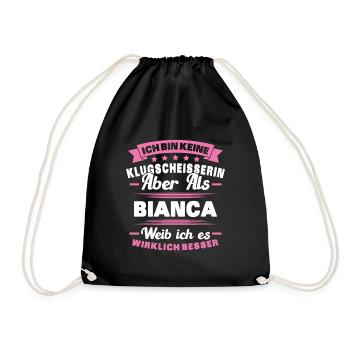 Name Bianca Vorname Klugscheisserin Namenstag - Turnbeutel - Schwarz - Vorne