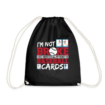 Baseball Card Collector Invested Money In - Drawstring Bag - black - Front