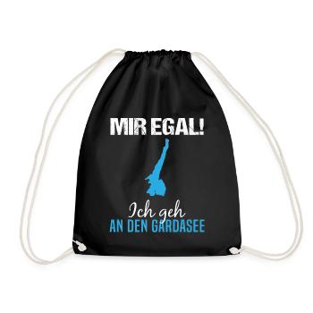 Mir Egal! Gardasee Priorität Geschenk - Turnbeutel - Schwarz - Vorne